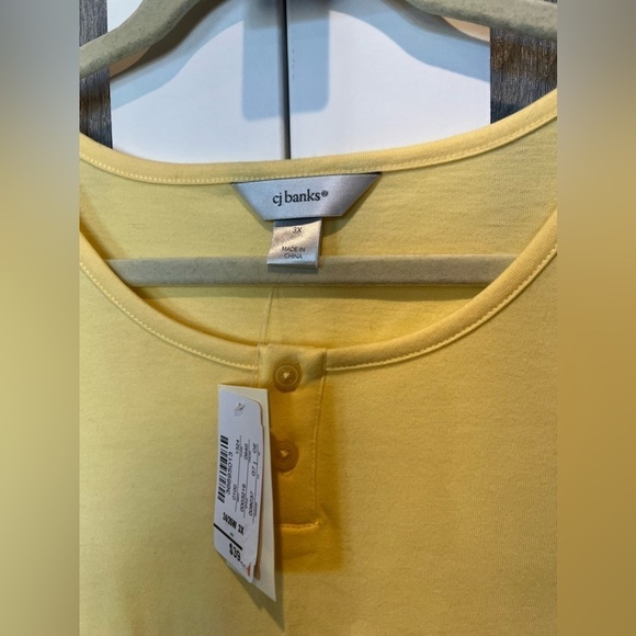 006. NWT CJ Banks Yellow Tee 3X - Picture 2 of 4